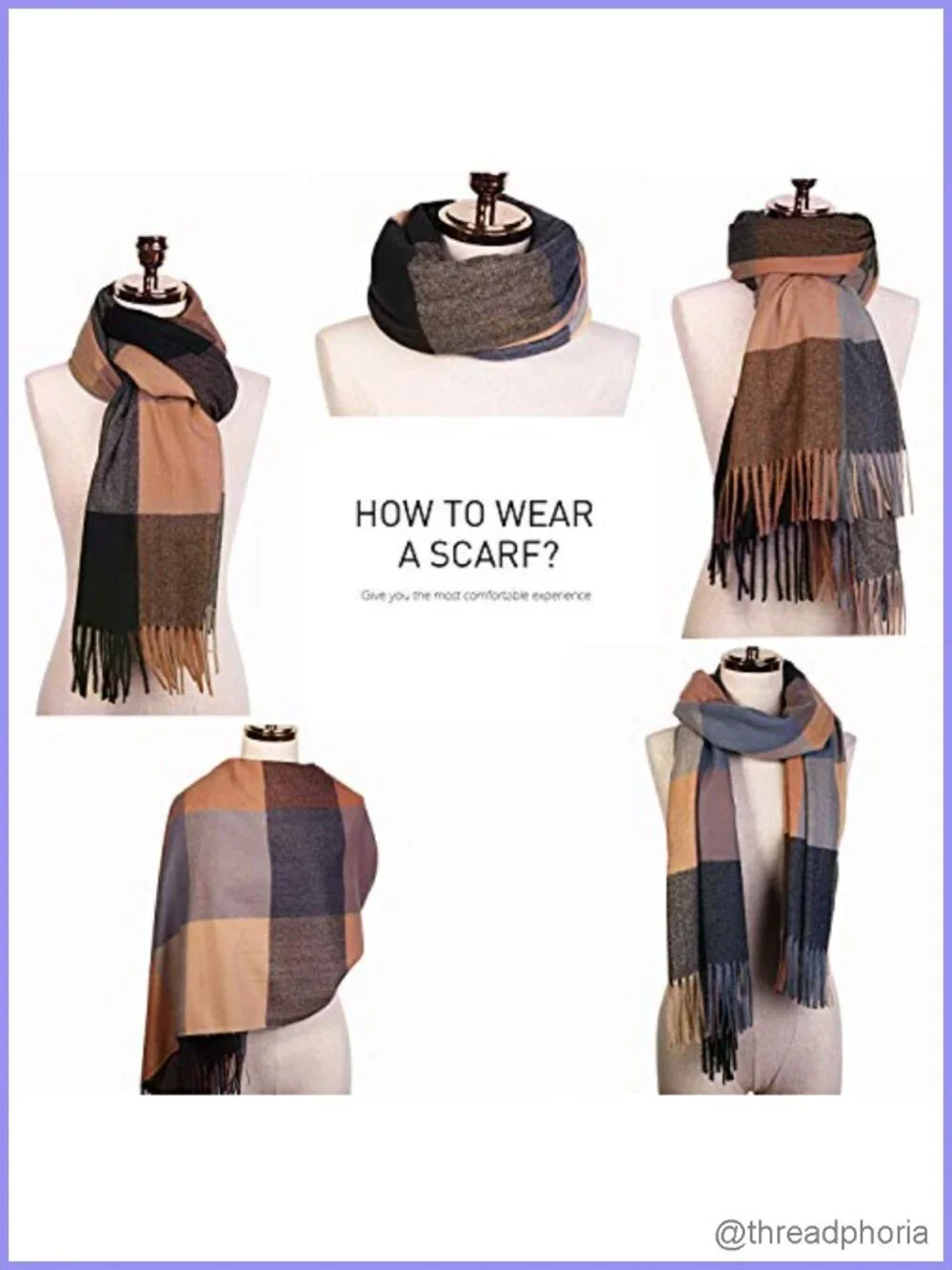Ultra-Soft Faux Cashmere Oversized Scarf Shawl Wrap for Women - Classic Plaid